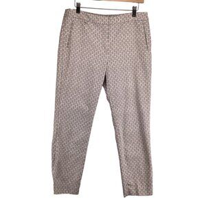 Adrianna Papell Womens Geometric Patterned Pants Size 10 Beige‎ & White Cropped